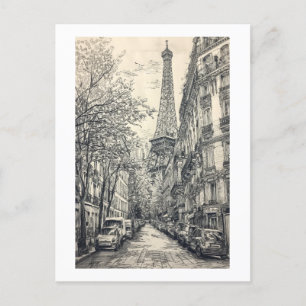 Hand getrokken Parijs scènes Briefkaart