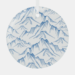 Hand-getrokken patroon van het berglandschap. glas ornament