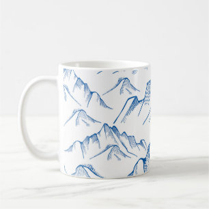 Hand-getrokken patroon van het berglandschap. koffiemok