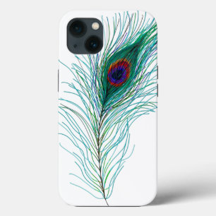 Hand getrokken Peacock Feathers iPhone 13 Hoesje