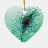Hand getrokken Peacock Feathers Gepersonaliseerd Keramisch Ornament (Voorkant)