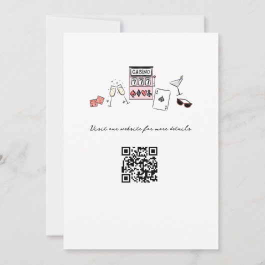 Hand getrokken pen en inkt Las Vegas bruiloft Kaart (Achterkant)