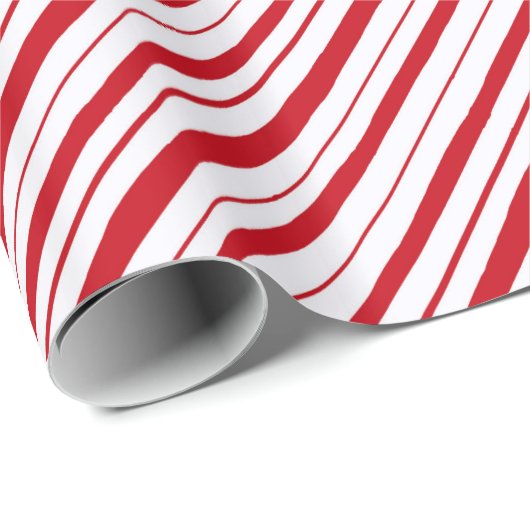 Hand getrokken Pepermunt Stripe Classic Fun Christ Cadeaupapier (Rol Hoek)