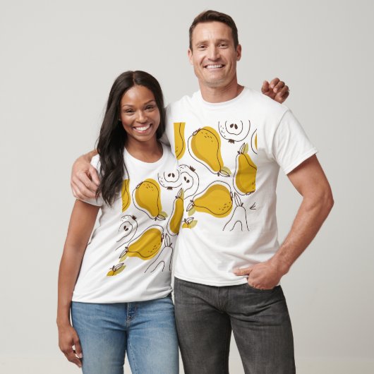 Hand getrokken peren decoratief behang t-shirt (Unisex)