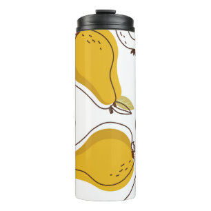 Hand getrokken peren decoratief behang thermosbeker