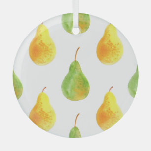 Hand getrokken peren, waterverf voedsel afbeelding glas ornament