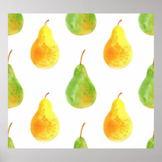 Hand getrokken peren, waterverf voedsel afbeelding poster