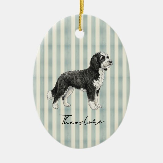 Hand getrokken Pet Portrait Waterverf Doodle Keramisch Ornament (Voorkant)