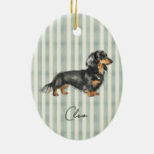 Hand getrokken Pet Portrait Waterverf Teckel Keramisch Ornament (Achterkant)
