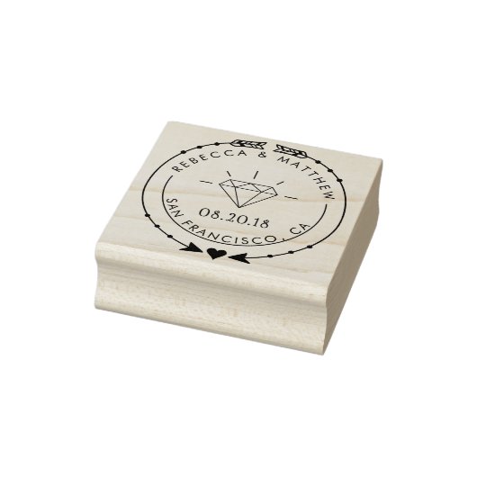 Hand-getrokken pijlen Hart & Diamant Bruiloft Rubberstempel (Stempel)