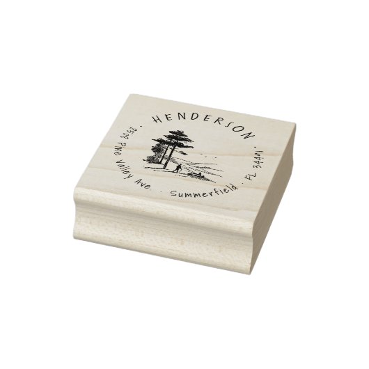 Hand-getrokken Pine Bossen Hiker rustieke retour a Rubberstempel (Stempel)