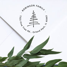 Hand-getrokken Pine Tree Custom Family Return Addr