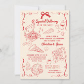 Hand getrokken Pizza Baby shower Kaart (Voorkant)