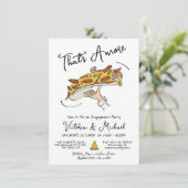 Hand getrokken Pizza Toss Verlovingsfeest Kaart (Staand voorkant)