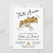 Hand getrokken Pizza Toss Verlovingsfeest Kaart (Voorkant)