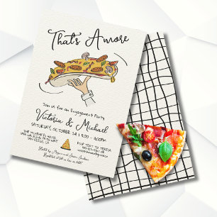 Hand getrokken Pizza Toss Verlovingsfeest Kaart
