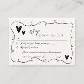 Hand getrokken plezier krabbel Squiggle RSVP bruil Informatiekaartje (Voorkant)
