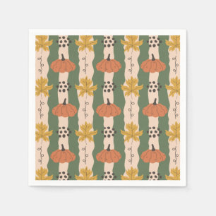 Hand getrokken pompoen & blad patroon papier serve servet