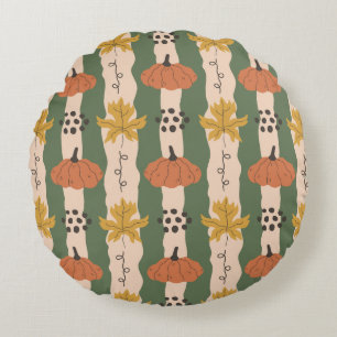 Hand getrokken pompoen & blad patroon rond kussen