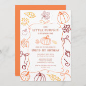 Hand getrokken pompoen Herfst eerste verjaardag Kaart (Voorkant / Achterkant)