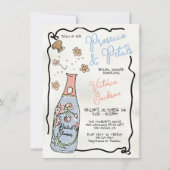 Hand getrokken Presecco en bloemblaadjes Vrijgezel Kaart (Voorkant)