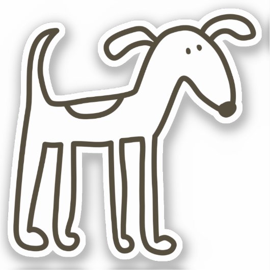Hand getrokken Puppy Custom-Cut Vinyl Sticker (Voorkant)