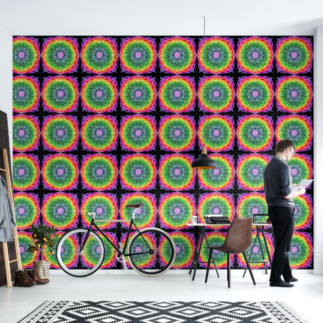 Hand getrokken Rainbow Mandala Behang (Woonkamer)