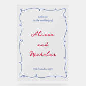 Hand getrokken rand & script bruiloft welkom acryl bord (Voorkant)