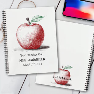 Hand getrokken Red Apple Beste Leraar Ooit Schetsb Notitieboek