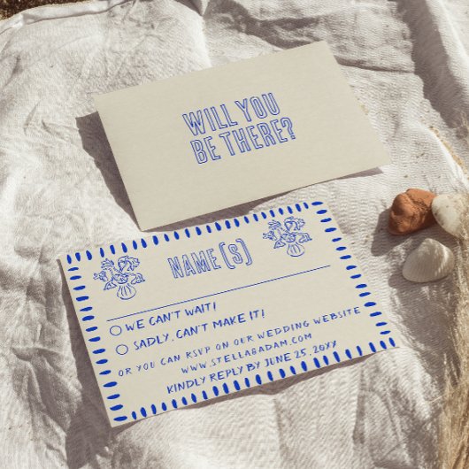 Hand getrokken retro funky eigenzinnige krabbel br RSVP kaartje