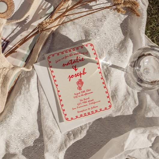 Hand getrokken retro funky unieke eigenzinnige bru kaart