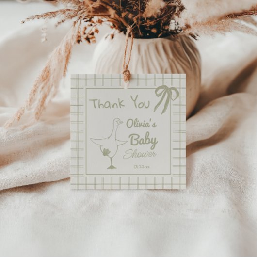 Hand getrokken Retro Gekke Goose Ribbon Baby showe Bedankjes Labels