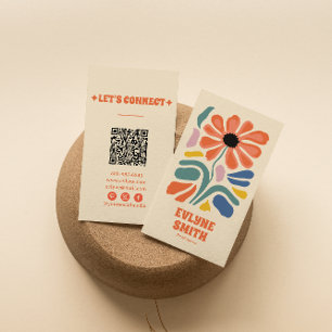 Hand getrokken Retro Kleurrijke QR Code Boho Chic  Visitekaartje