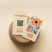 Hand getrokken Retro Kleurrijke QR Code Boho Chic  Visitekaartje