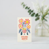 Hand getrokken Retro Kleurrijke QR Code Floral Uni Visitekaartje (Staand voorkant)