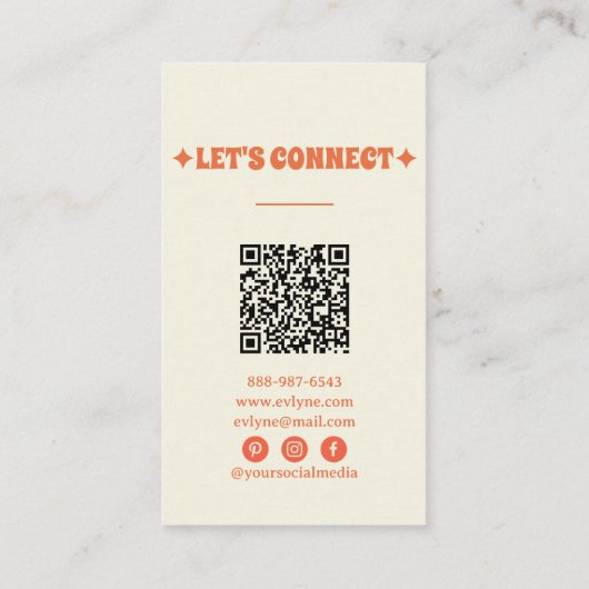 Hand getrokken Retro Kleurrijke QR Code Floral Uni Visitekaartje (Achterkant)