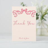 Hand getrokken  retro lint krabbel bruiloft bedankkaart (Staand voorkant)
