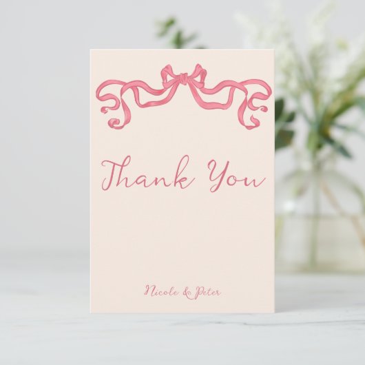 Hand getrokken  retro lint krabbel bruiloft bedankkaart (Staand voorkant)