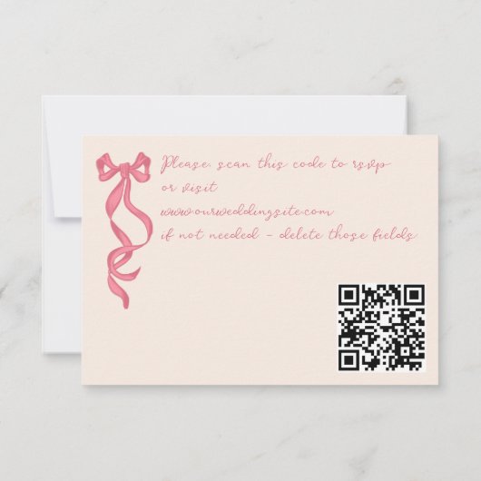 Hand getrokken  retro lint krabbel bruiloft RSVP kaartje (Achterkant)