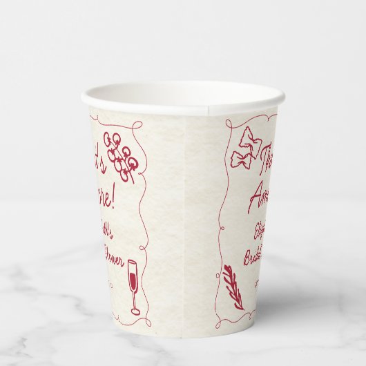 Hand getrokken Retro Rood Italiaans Casual Bruids  Papieren Bekers (Rechts)