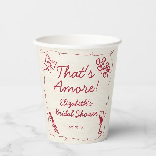 Hand getrokken Retro Rood Italiaans Casual Bruids  Papieren Bekers (Voorkant)