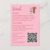 Hand getrokken retro roze QR code bruiloft informa Informatiekaartje (Voorkant)