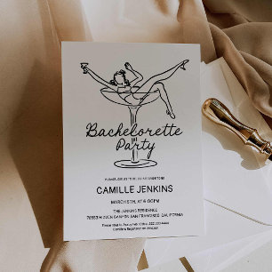 Hand getrokken retro vrijgezellenfeest uitnodiging