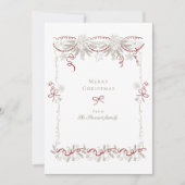 Hand Getrokken Ribbon Krans Kerstmis Feestdagenkaart (Voorkant)