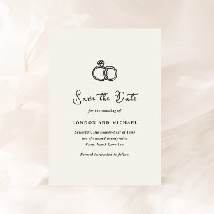 Hand getrokken ringen Doodle moderne bruiloft Save The Date