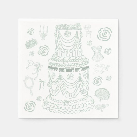 Hand getrokken Rococo Soft Renaissance Coquette Pa Servet (Voorkant)