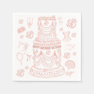 Hand getrokken Rococo Soft Renaissance Coquette Pa Servet