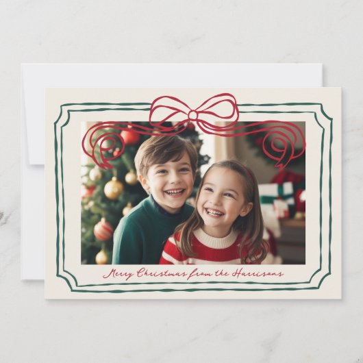 Hand getrokken rood en groene boog Lijst Feestdagenkaart (Voorkant)