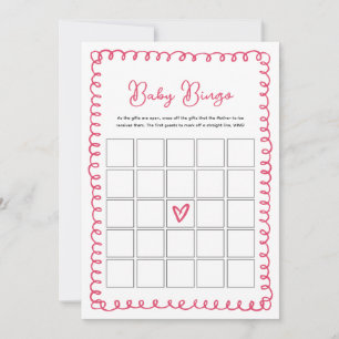 Hand getrokken roze Baby shower Baby bingo spel Ka Kaart