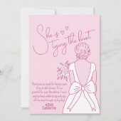 Hand getrokken roze boog bruiloft jurk Vrijgezelle Bedankkaart (Voorkant)